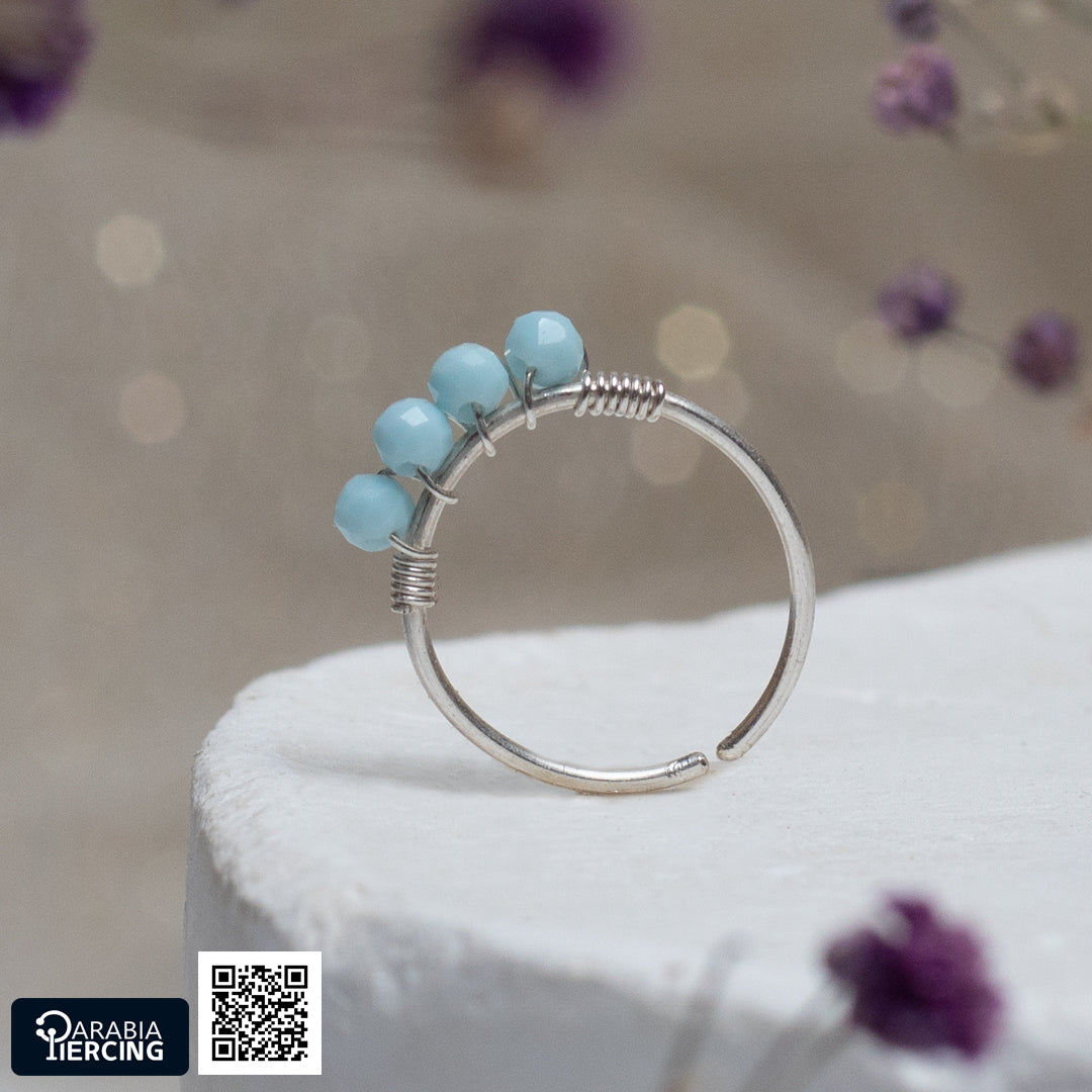 Baby Blue Silver Nose Hoop