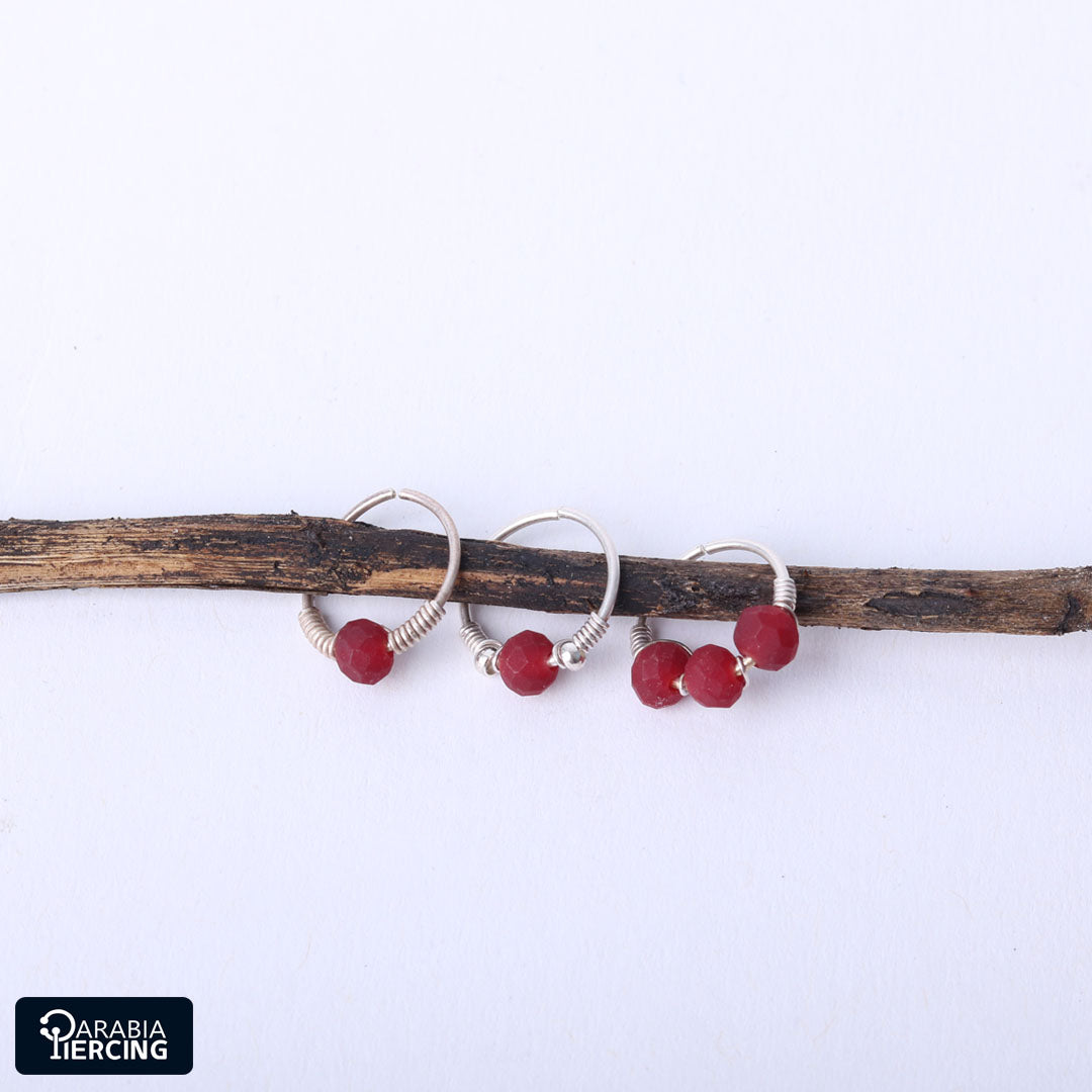 Big Dots Maroon Silver Hoop