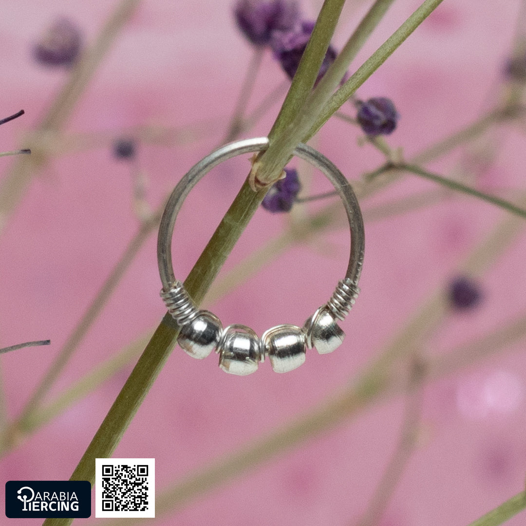 4 Dots Silver Nose Hoop