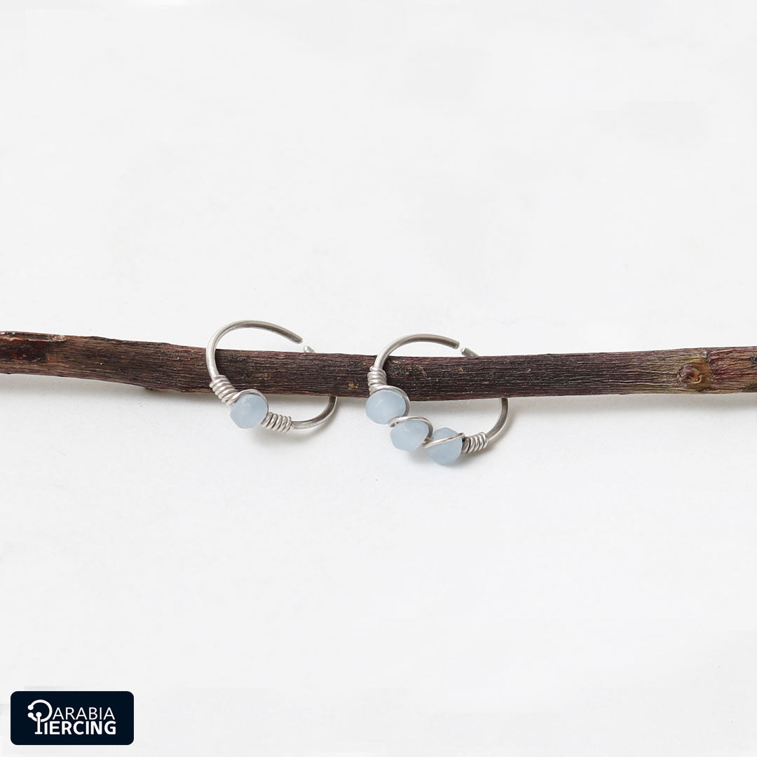 Light blue Silver Nose Hoop