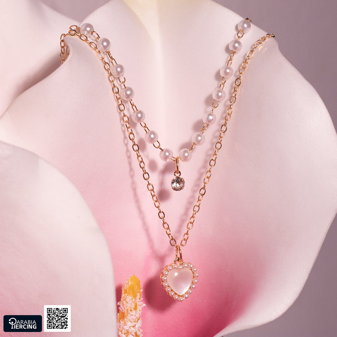 Pearl Opal Heart Necklace