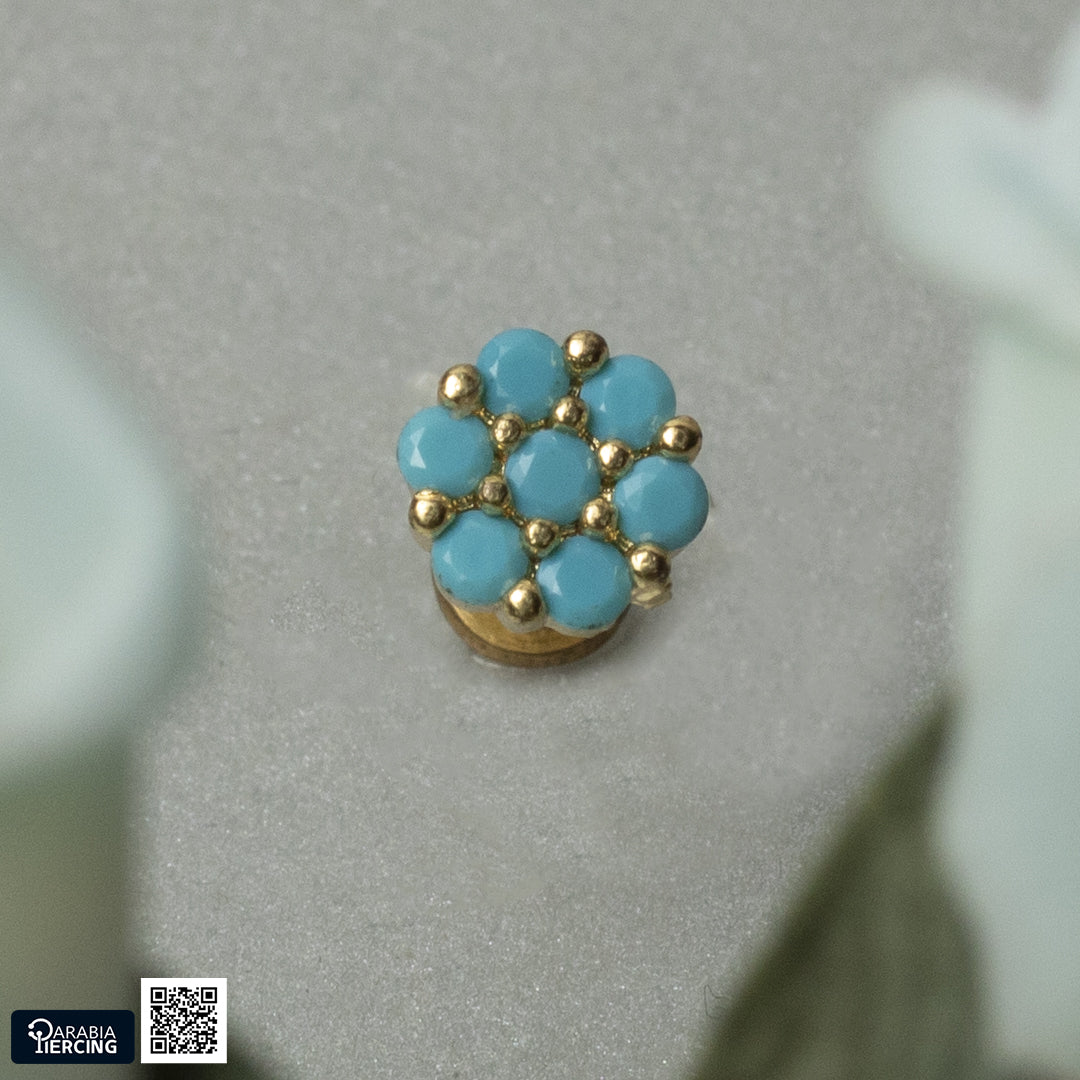 Turquoise Full Flower Flatback