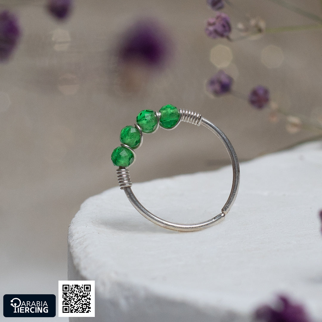 4 Dots Colorful Silver Nose Hoop