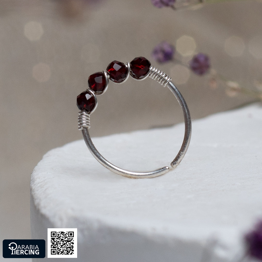 4 Dots Colorful Silver Nose Hoop