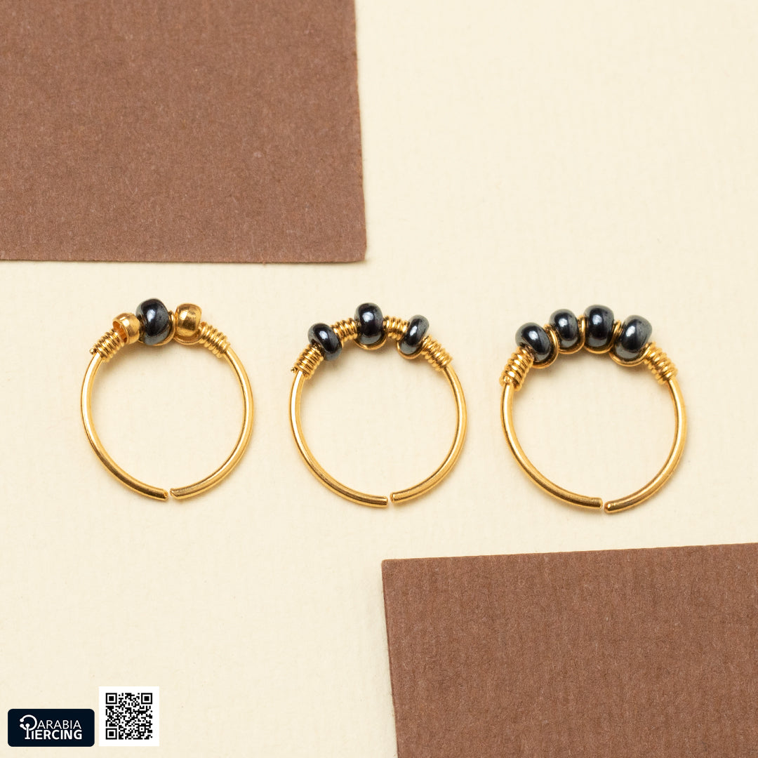 Navy Gold Nose Hoop