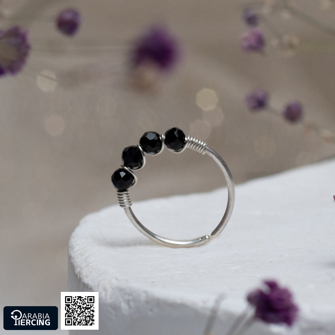 4 Dots Colorful Silver Nose Hoop