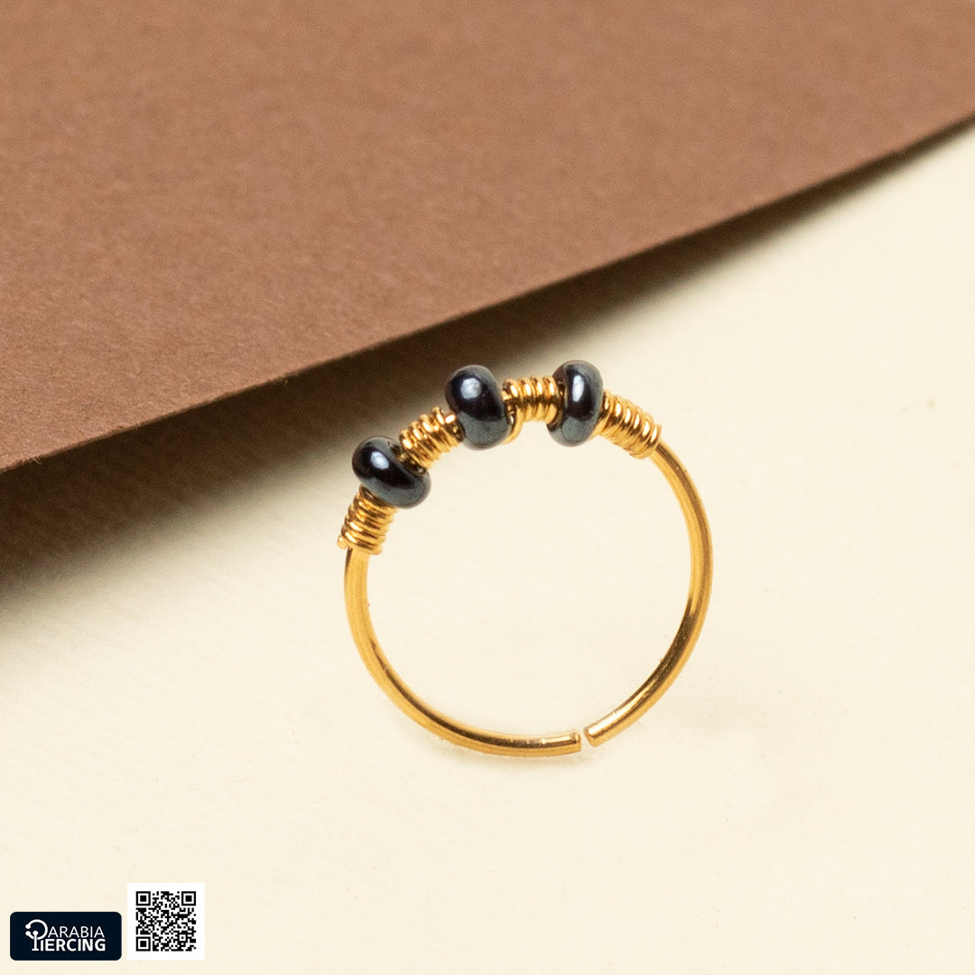 Navy Gold Nose Hoop