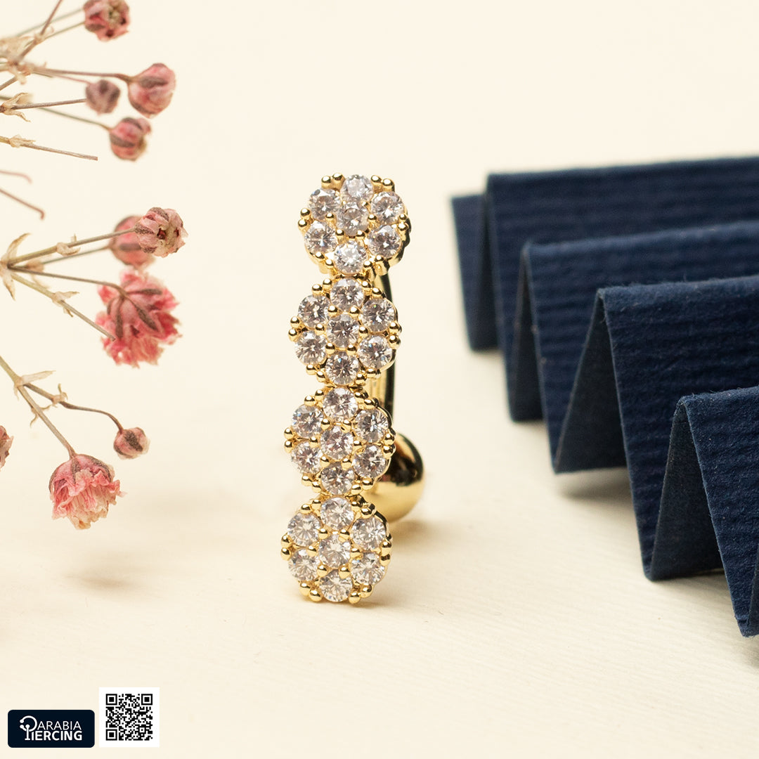 4 Crystal Belly Ring