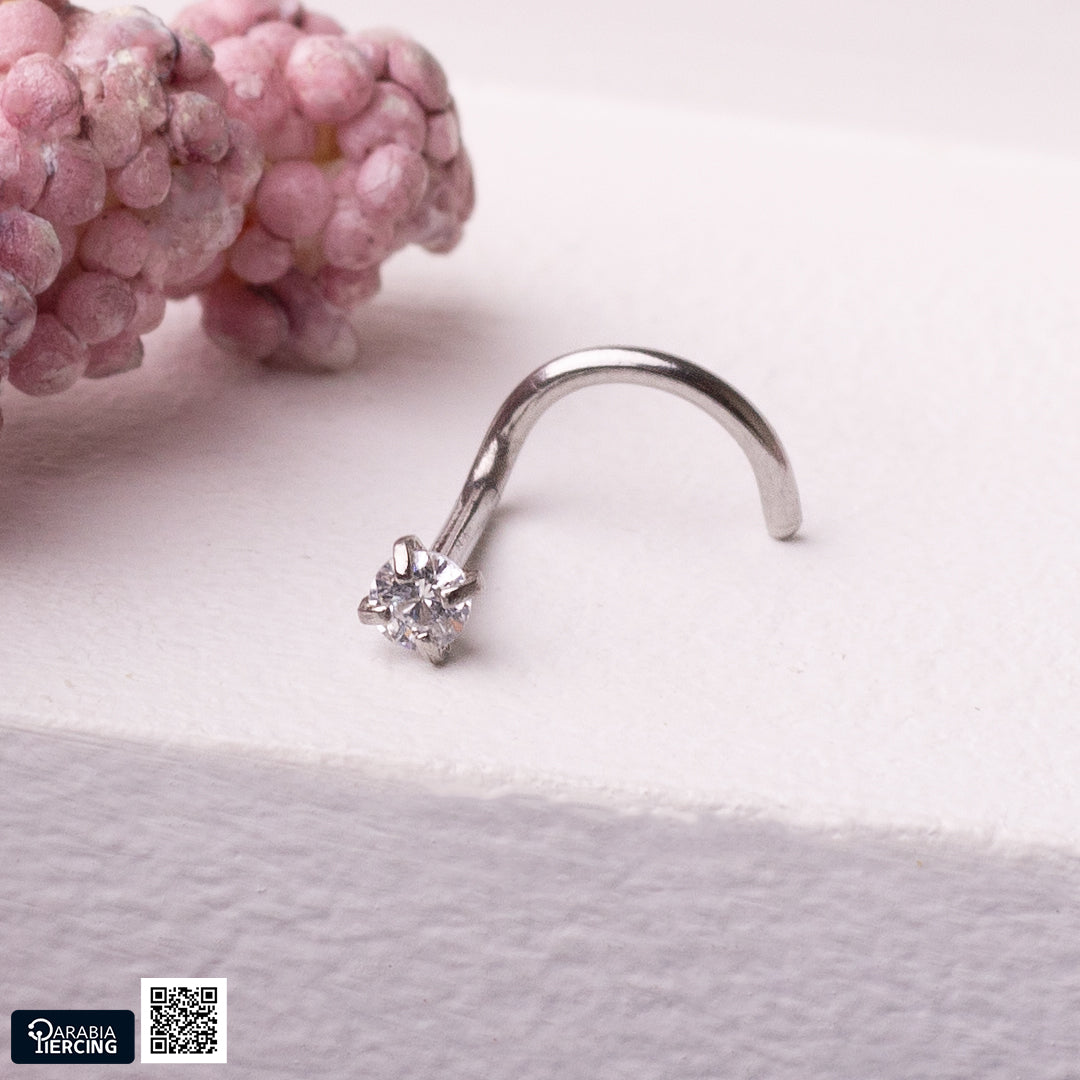 Round Zircon U-Shape Nose Stud