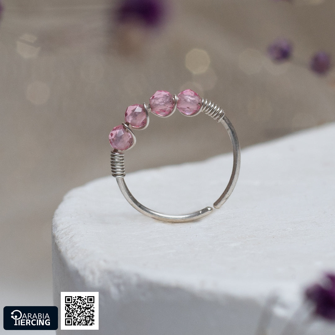 4 Dots Colorful Silver Nose Hoop