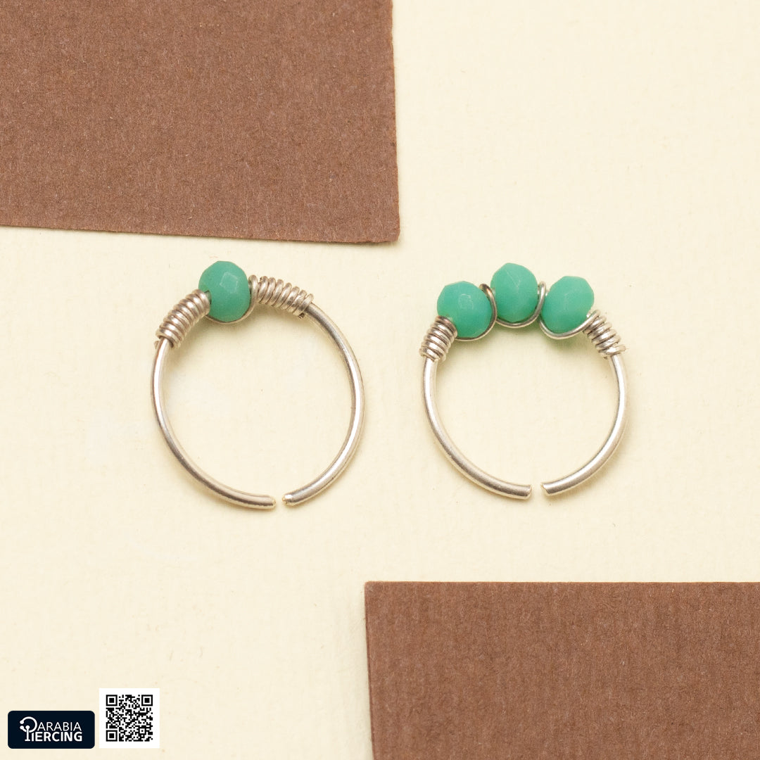 Colorful Dots Silver Nose Hoop
