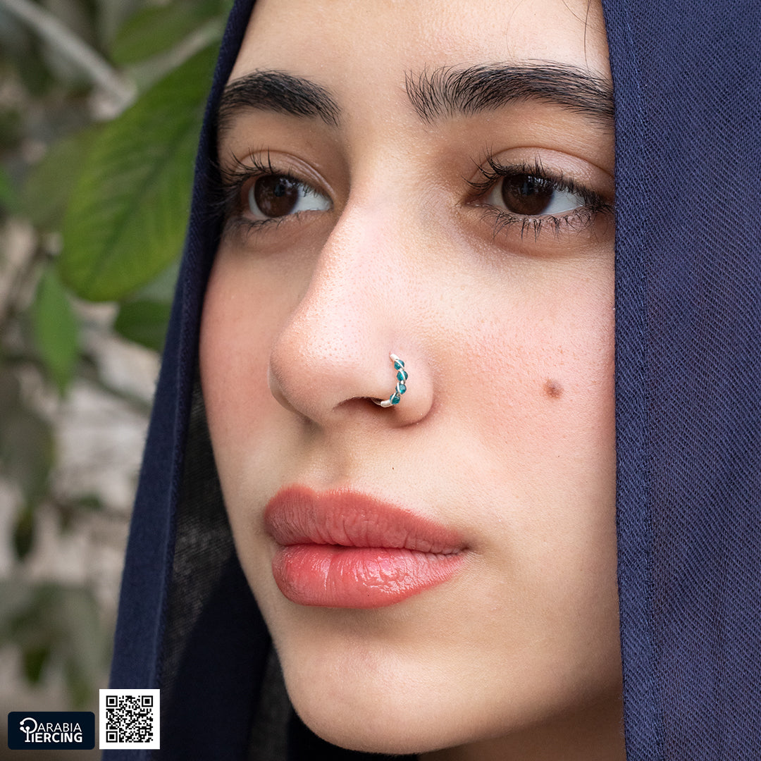 4 Dots Colorful Silver Nose Hoop