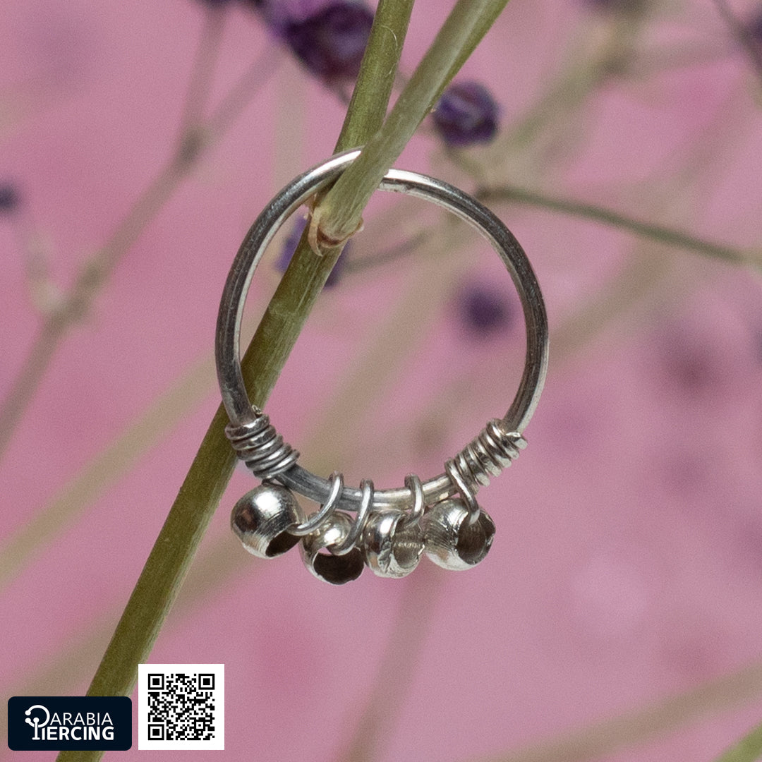 4 Dots Silver Nose Hoop