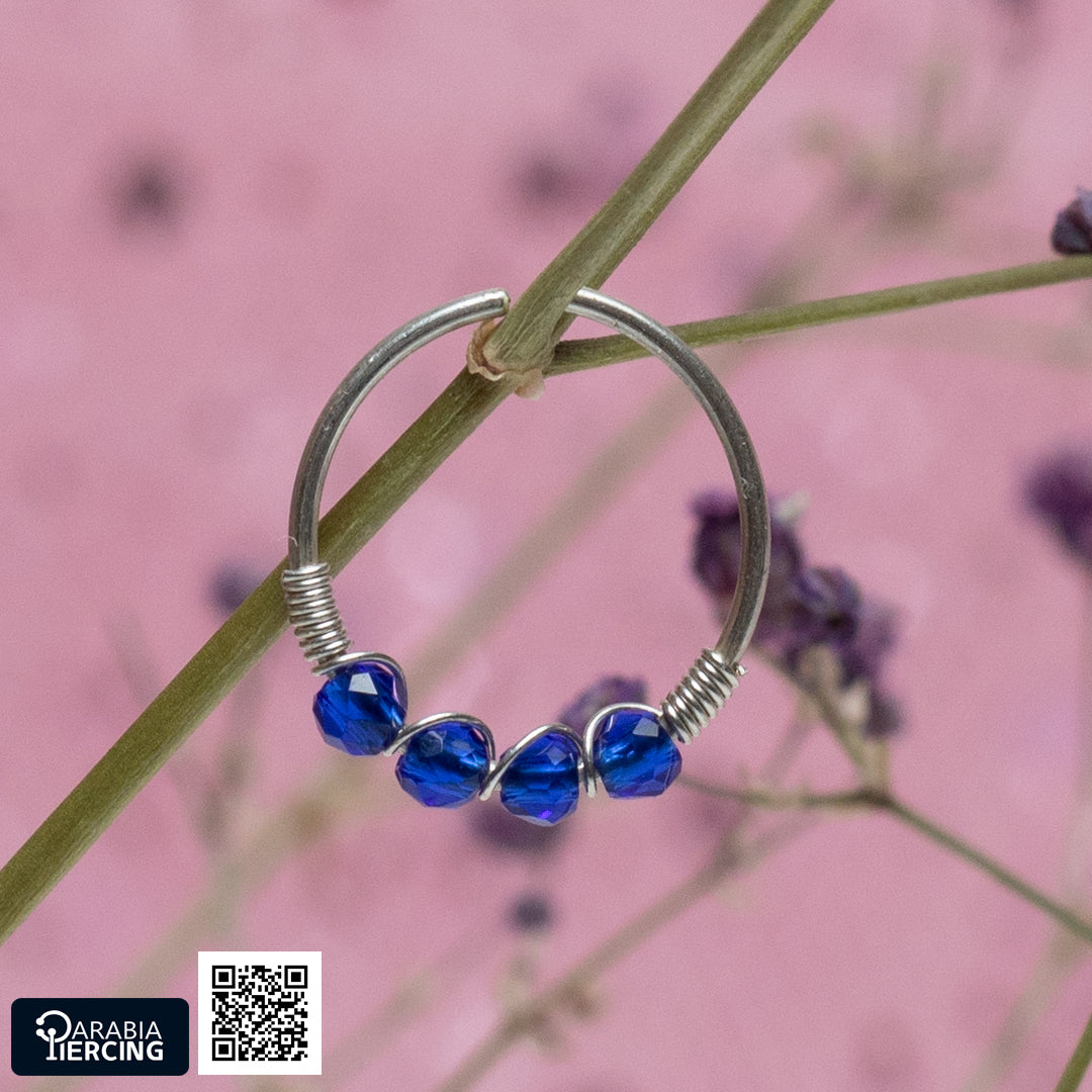 4 Dots Colorful Silver Nose Hoop