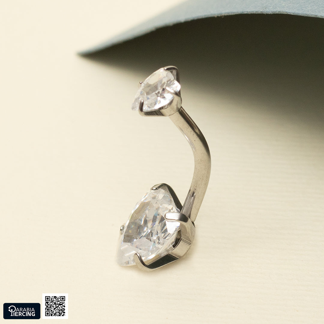 Heart Crystal Belly Ring