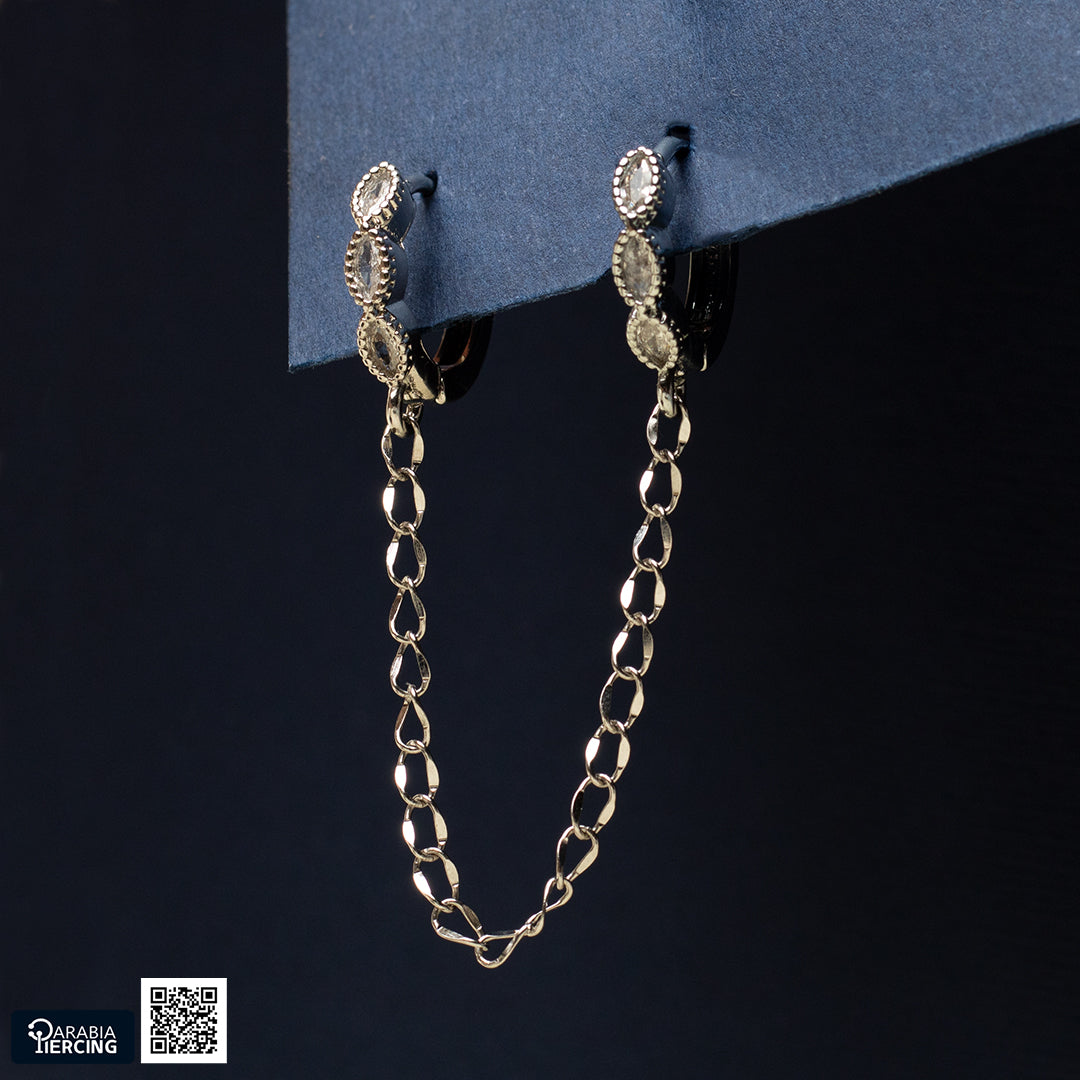 Silver Connected Earring