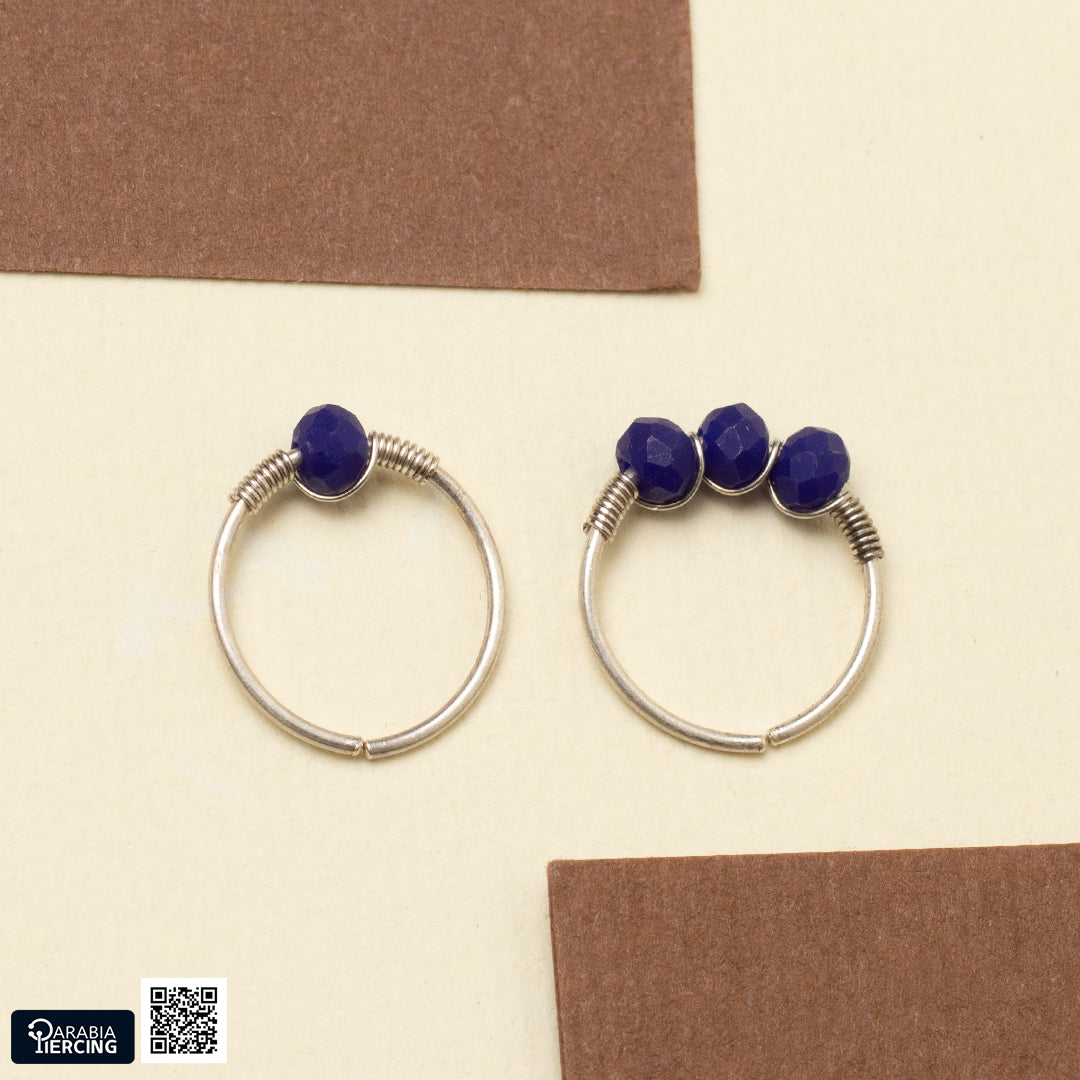 Colorful Dots Silver Nose Hoop