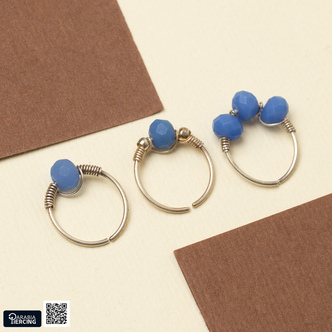 Big dots light navy nose hoop