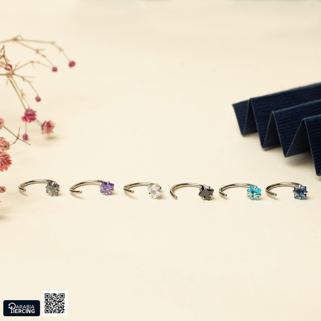 Colorful Square Zirconia Half Hoop