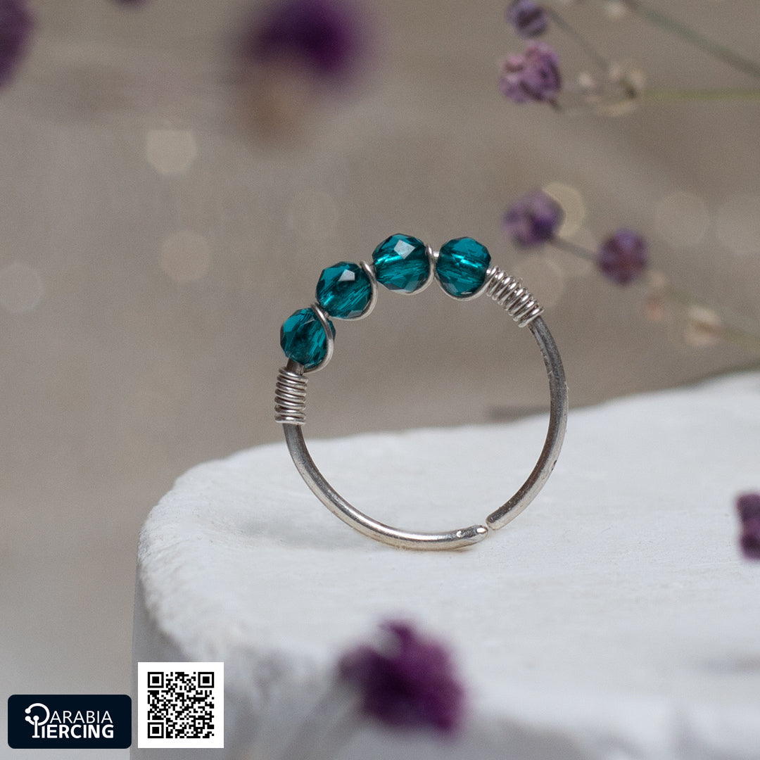 4 Dots Colorful Silver Nose Hoop