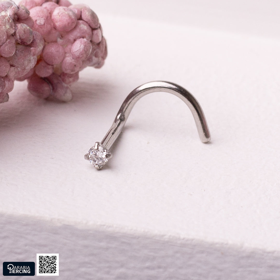 Round Zircon U-Shape Nose Stud