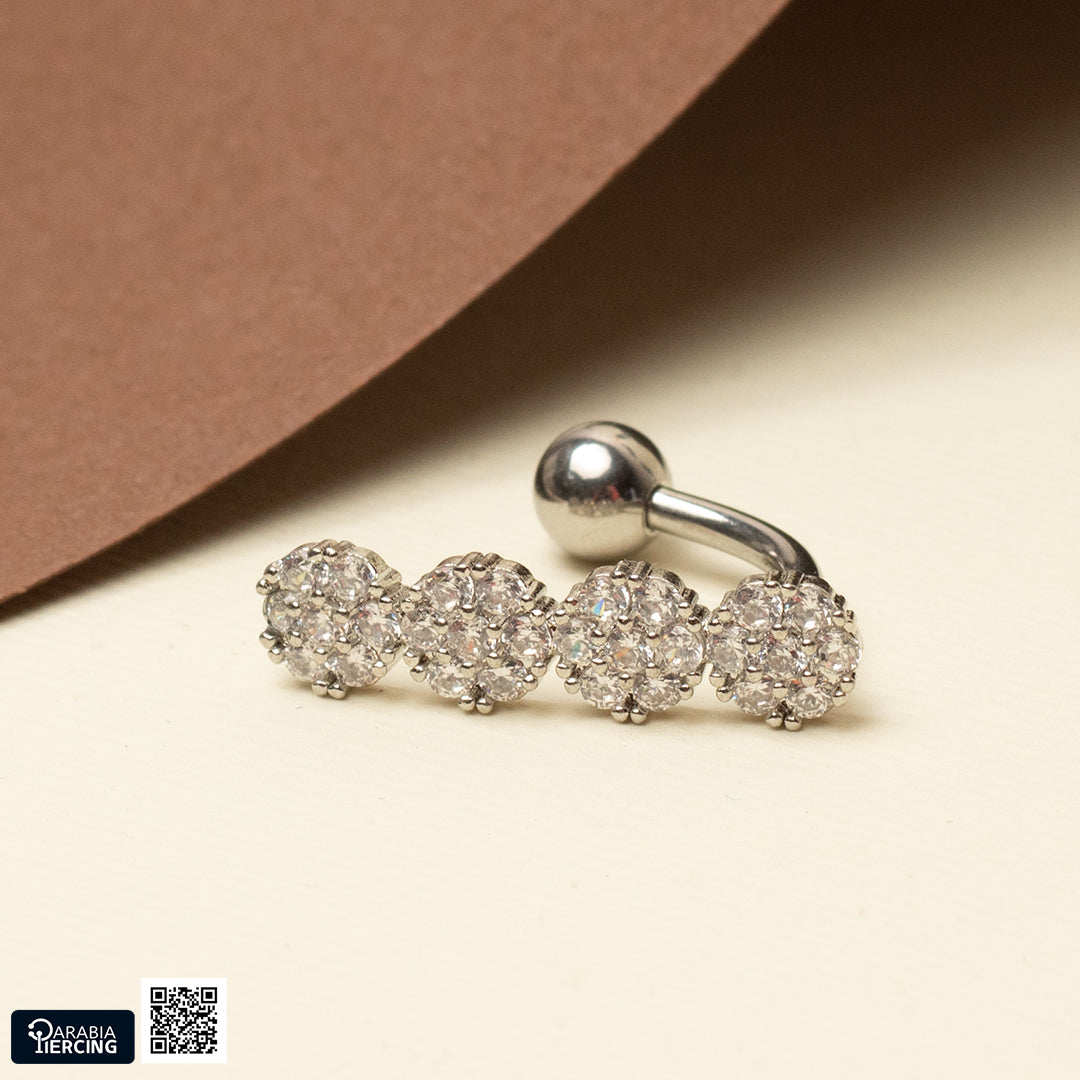 4 Crystal Belly Ring