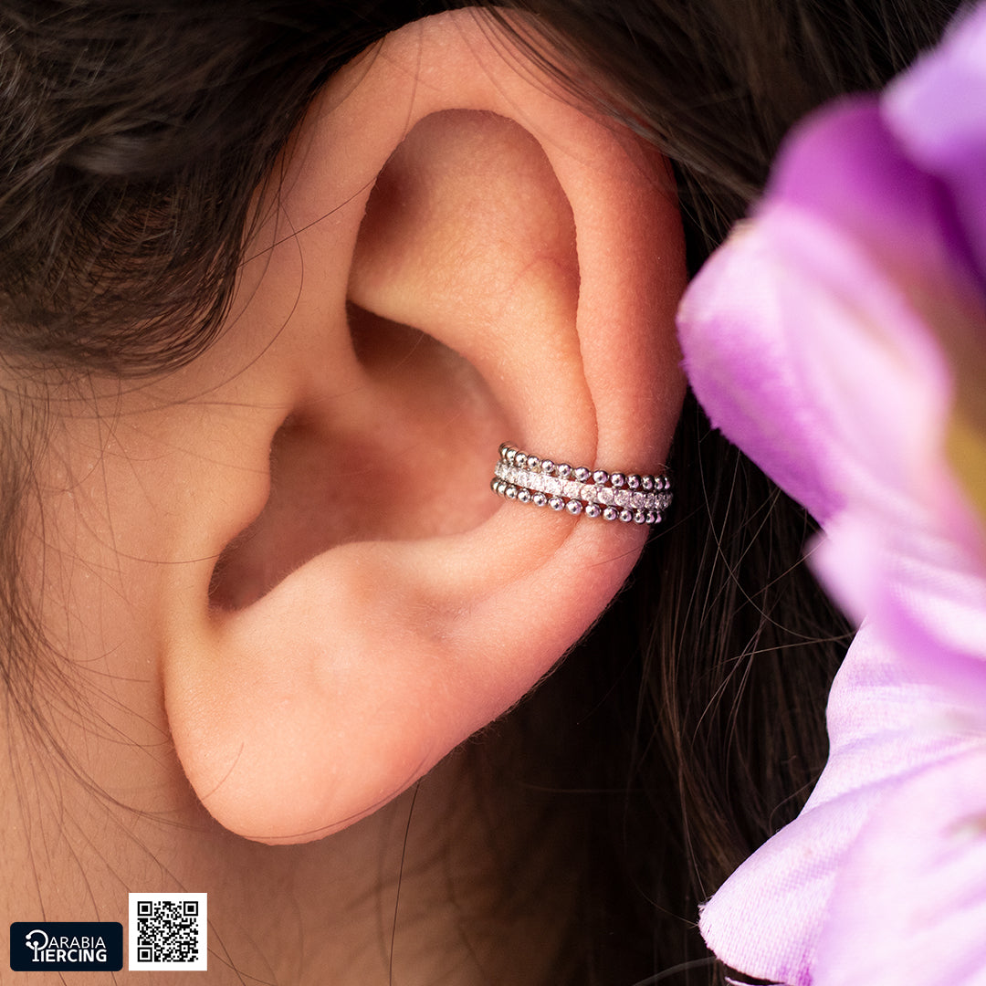 Beaded Crystal Clicker Hoop