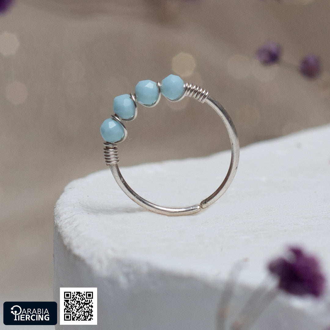 Baby Blue Silver Nose Hoop