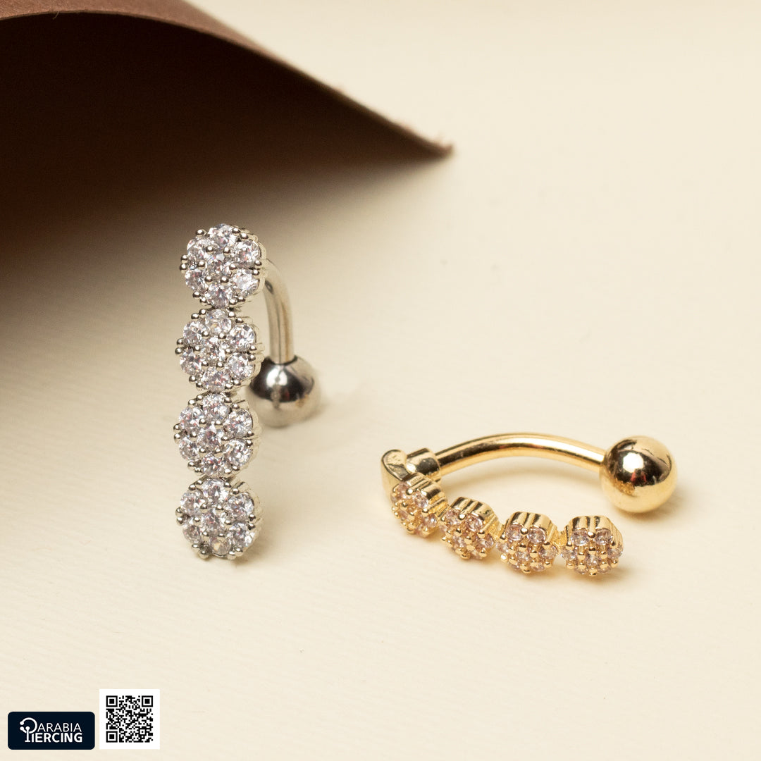 4 Crystal Belly Ring