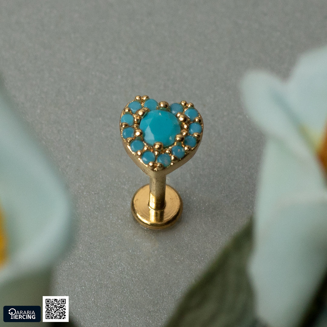 Turquoise Heart Flatback
