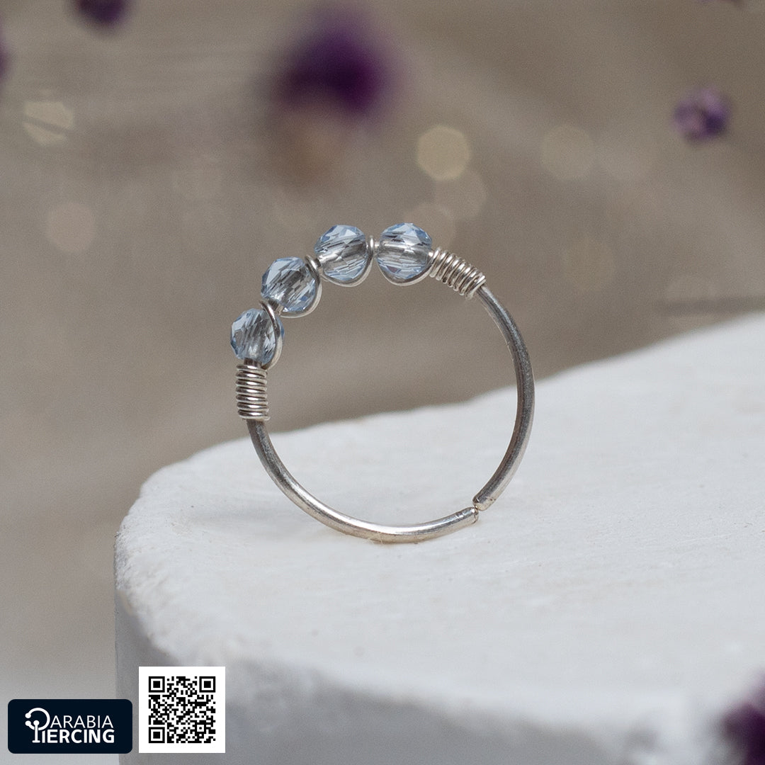 4 Dots Colorful Silver Nose Hoop