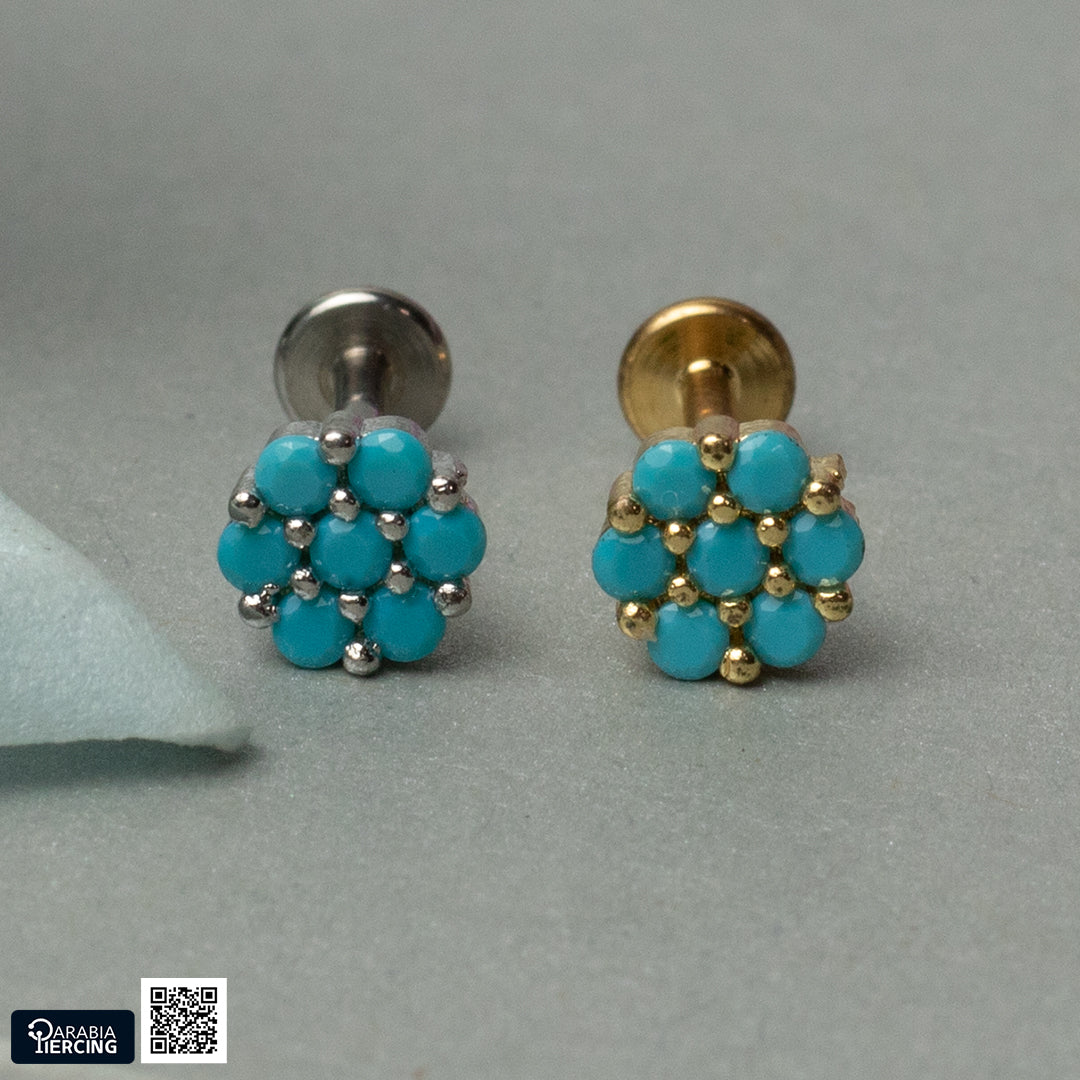 Turquoise Full Flower Flatback