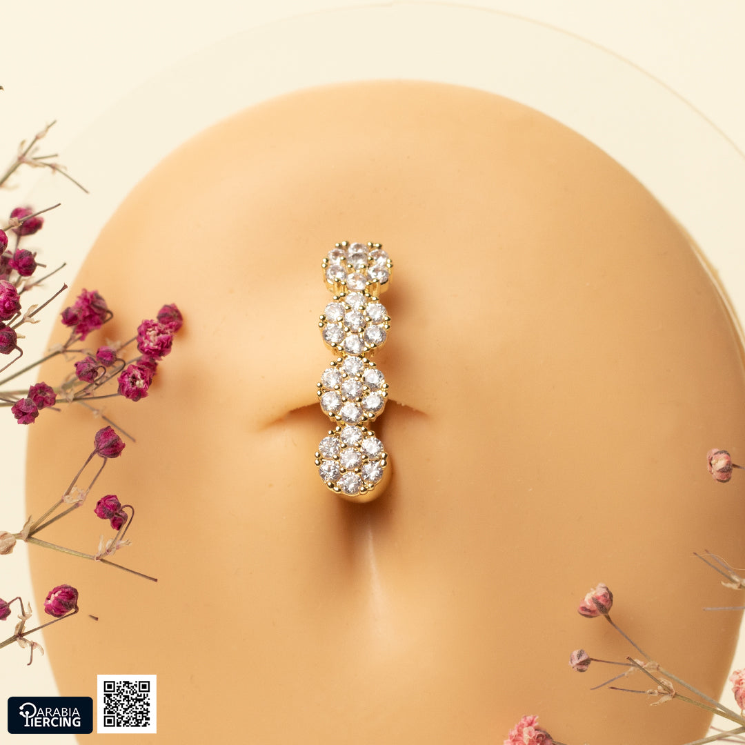4 Crystal Belly Ring