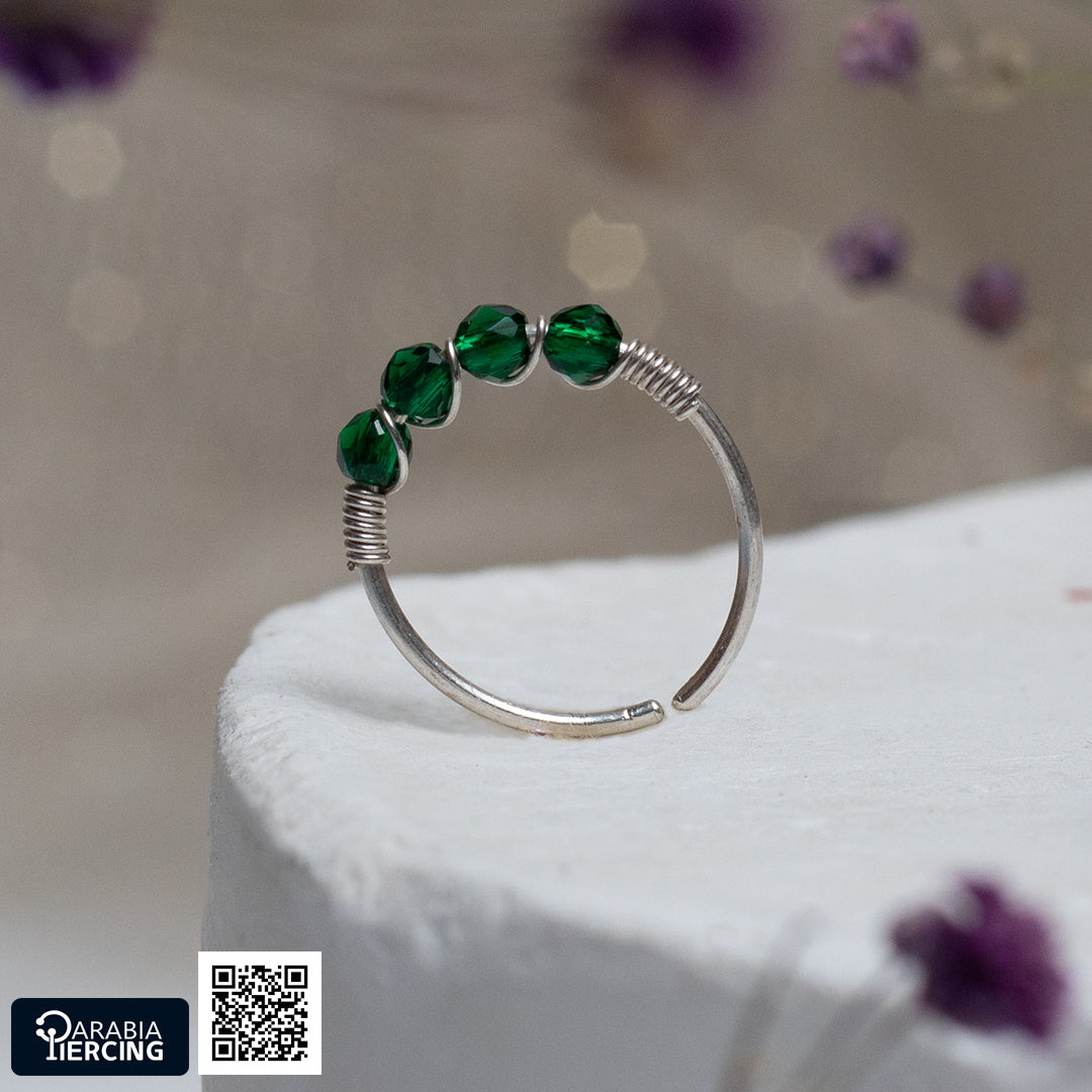 4 Dots Colorful Silver Nose Hoop