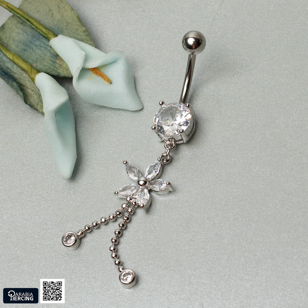 dangling flower belly ring
