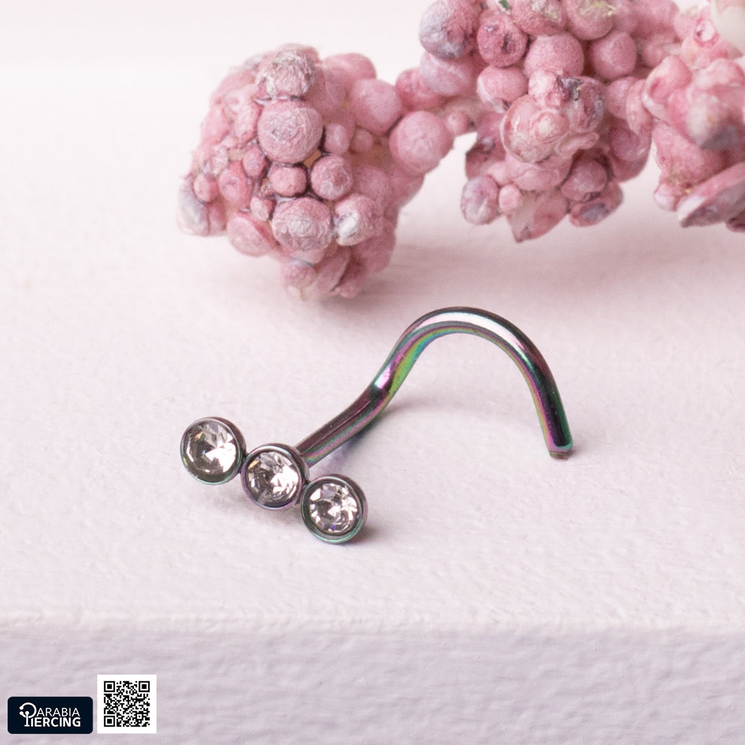 Triple Crystal Nose Stud