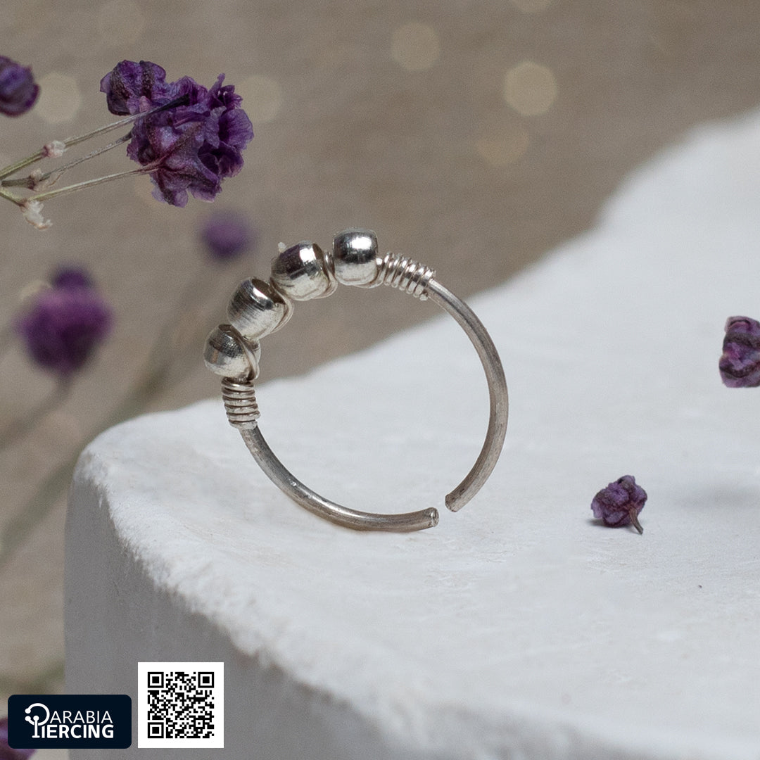 4 Dots Silver Nose Hoop