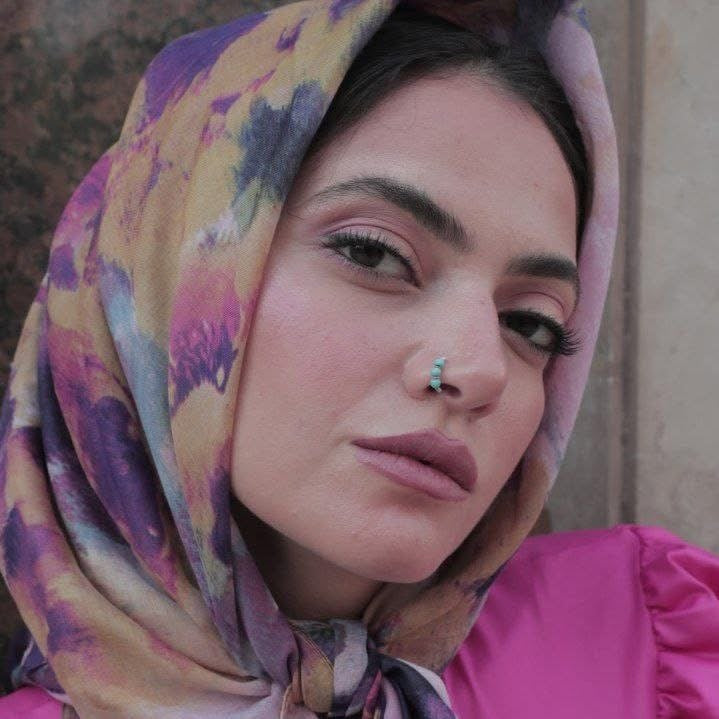 Big Dots turquoise Silver Nose Hoop