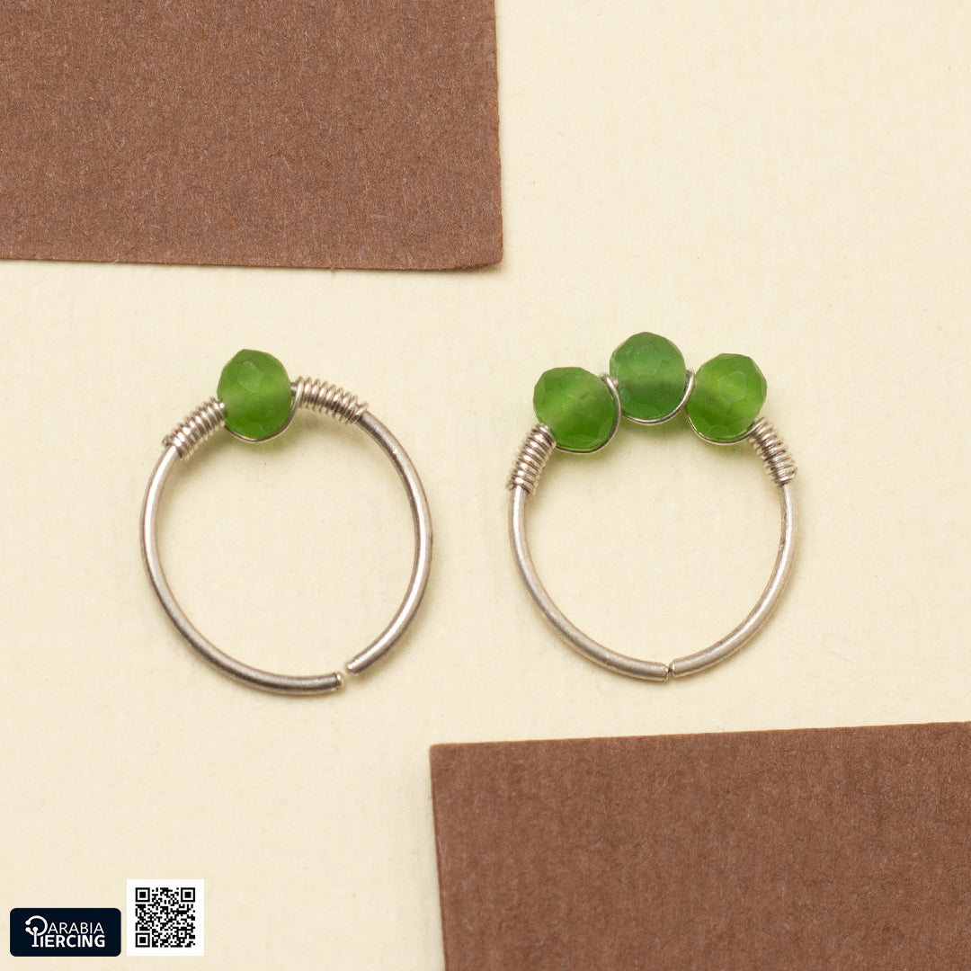 Colorful Dots Silver Nose Hoop