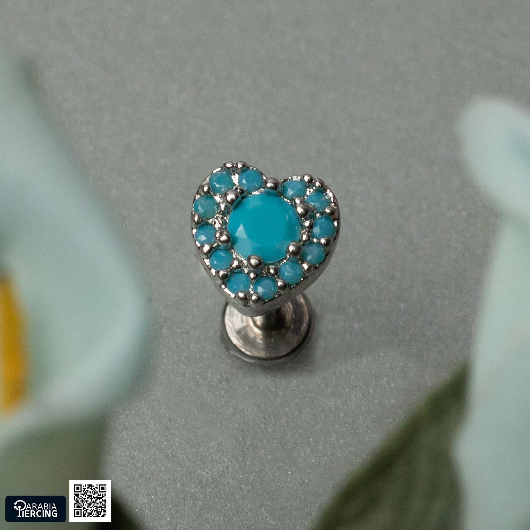 Turquoise Heart Flatback