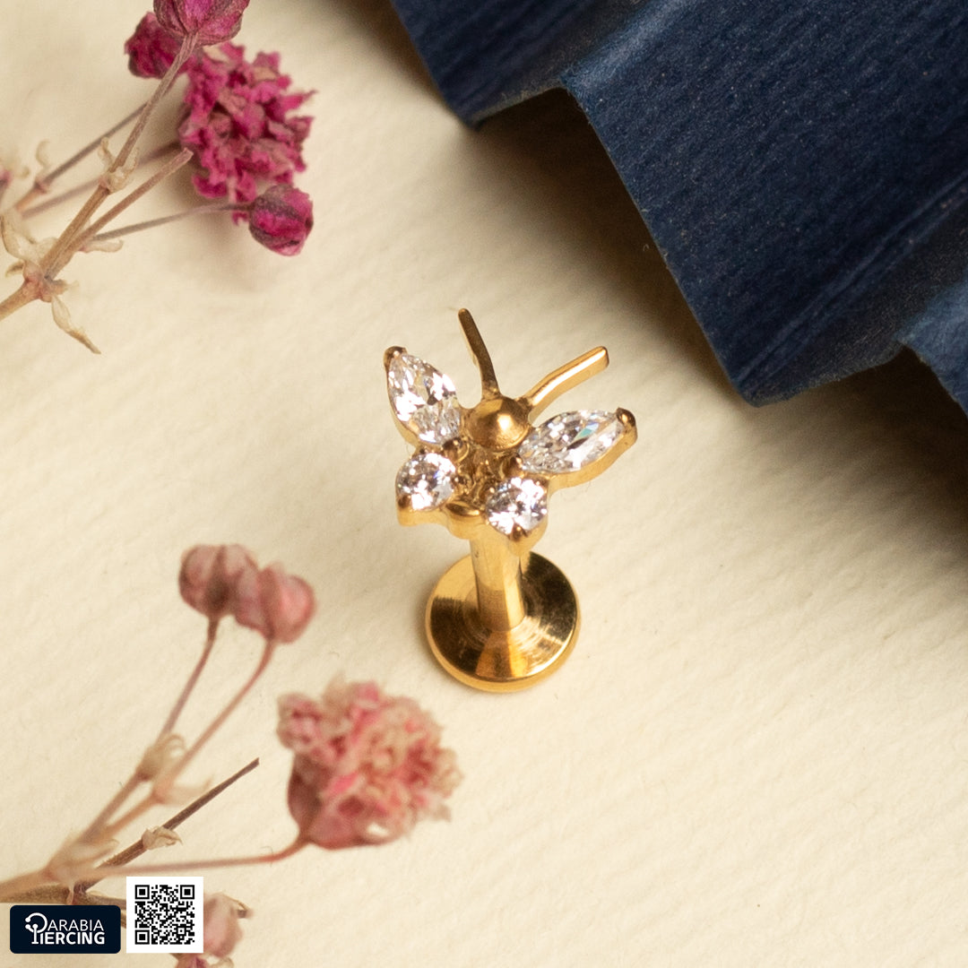 Golden Butterfly Titanium Flatback