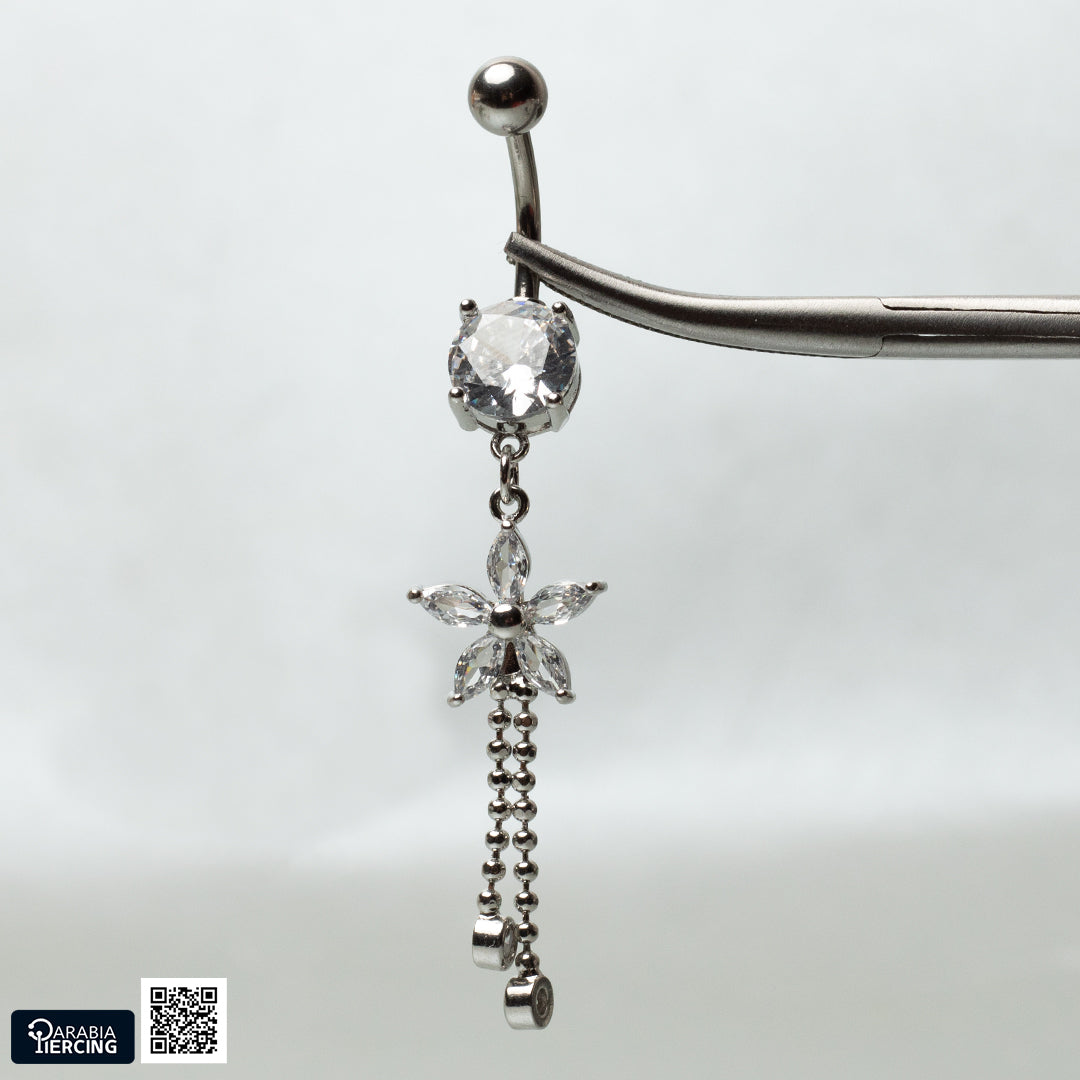 dangling flower belly ring