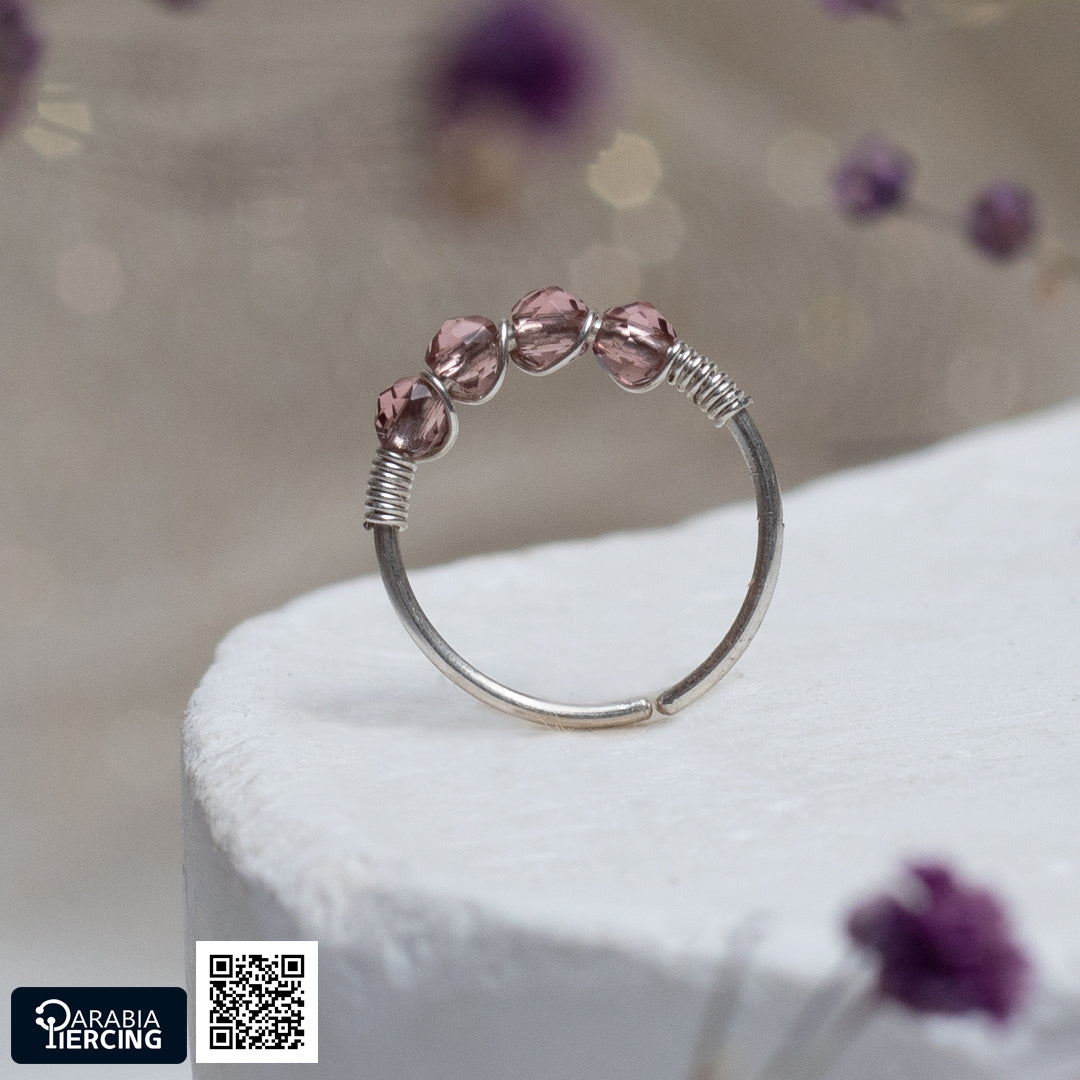 4 Dots Colorful Silver Nose Hoop