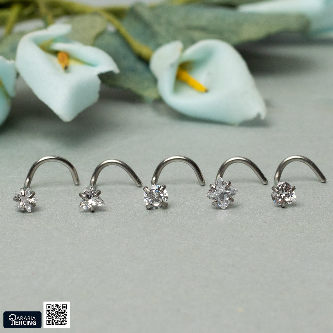 Silver Zircon U Shape