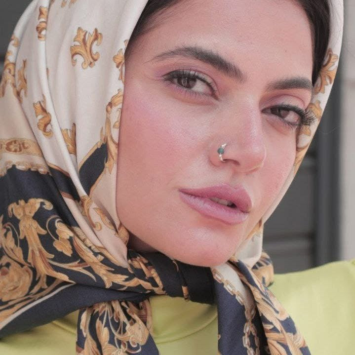 Big Dots Dark Green Silver Nose Hoop