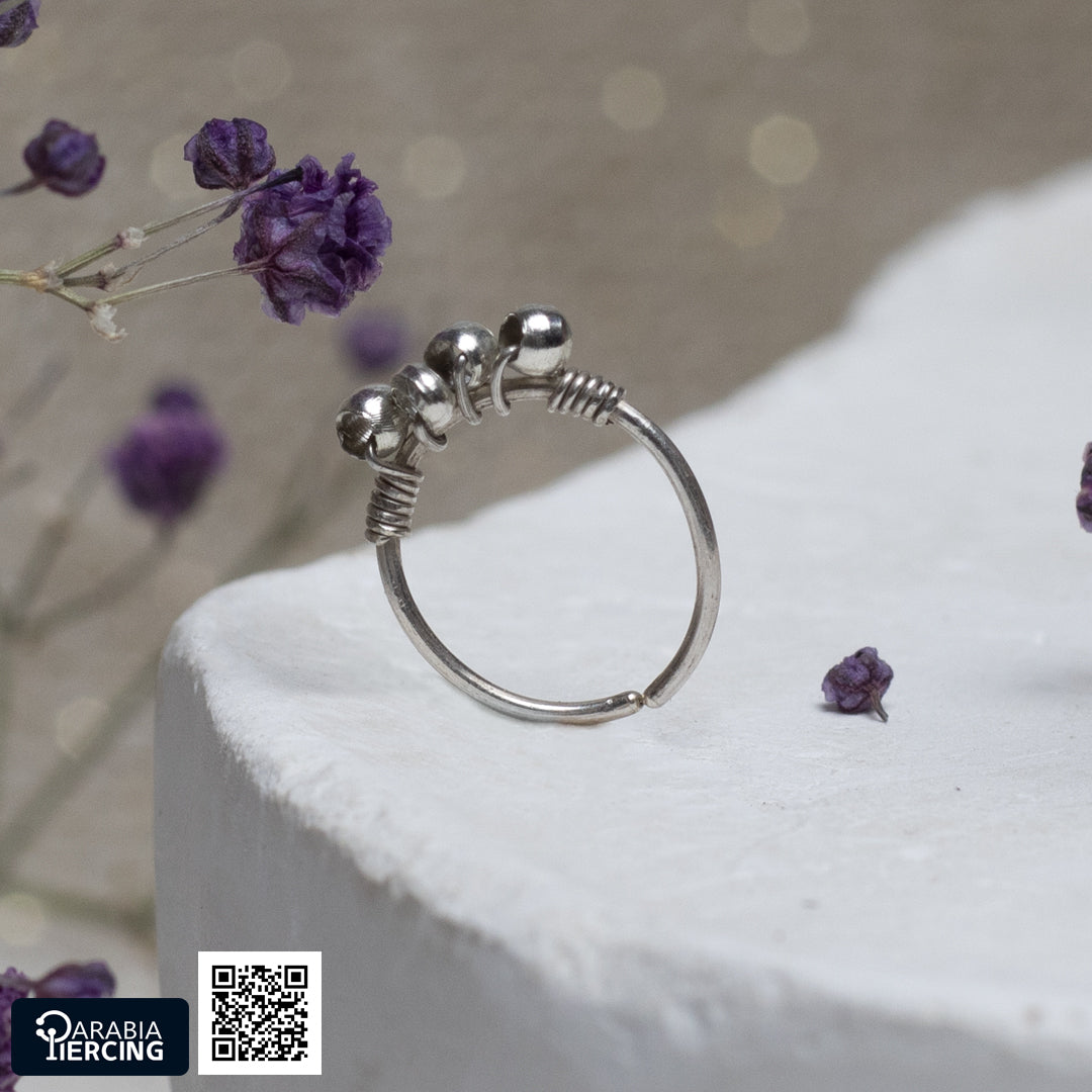 4 Dots Silver Nose Hoop