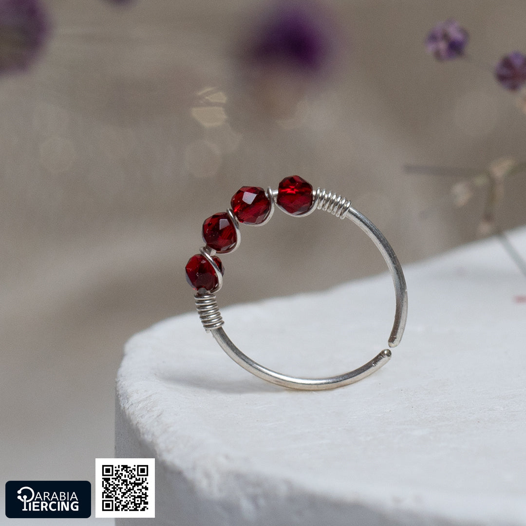 4 Dots Colorful Silver Nose Hoop
