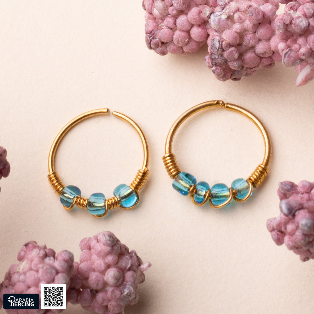 Baby Blue Gold Nose Hoop