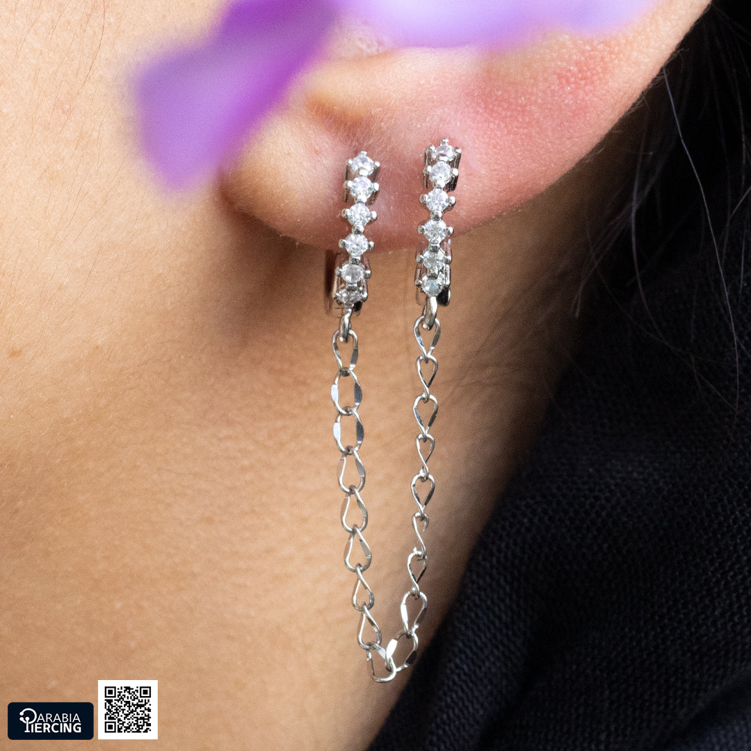 White Connected Earring