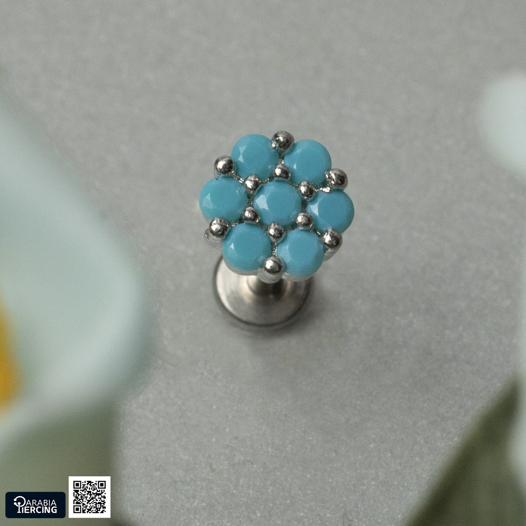 Turquoise Full Flower Flatback